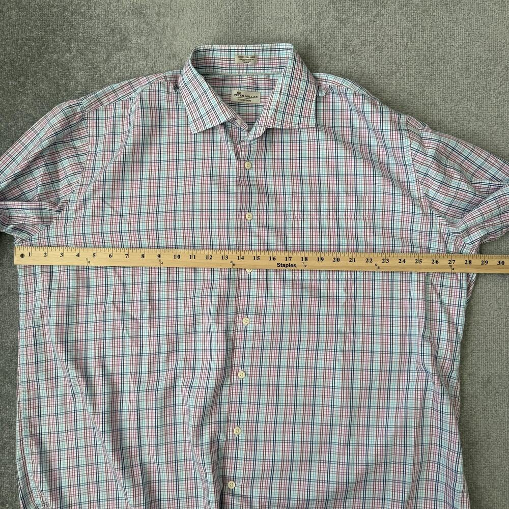 Peter Millar Shirt Mens 2XL Blue Plaid Crown Soft Silk Button Down Long Sleeve - Picture 6 of 8